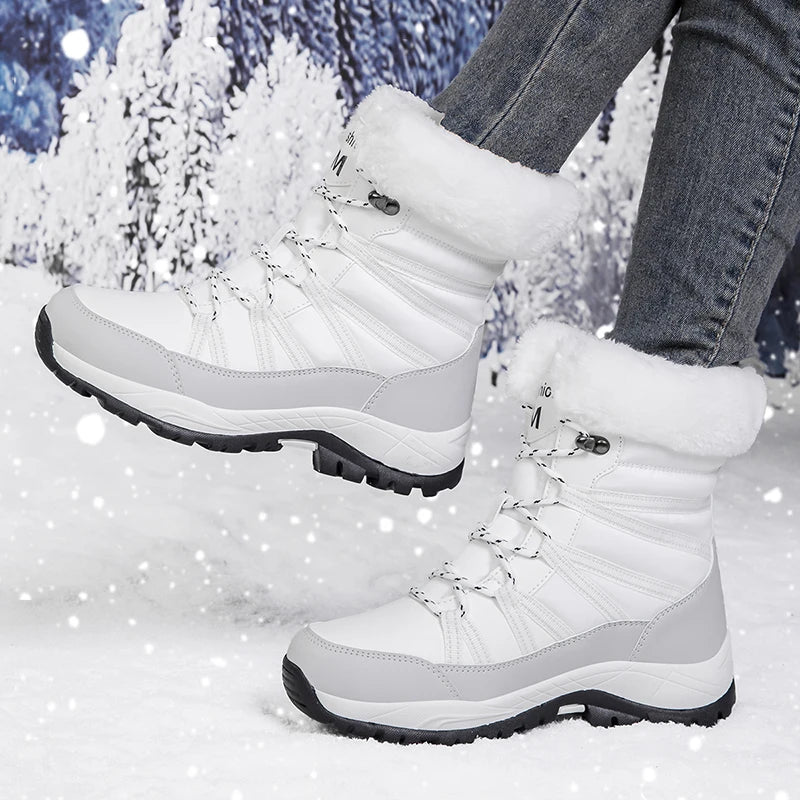2025 Winter Snow Boots Cotton Shoes Waterproof and Cold proof Long Boots for Women Outdoor with Thick Velvet and Warmth 36-42