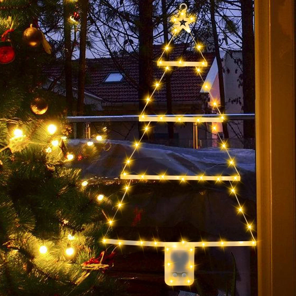 Christmas Tree Warm LED Ladder Lights Navidad Natal Noel Light Garland Merry Christmas Decorations For Home 2024 New Year 2025