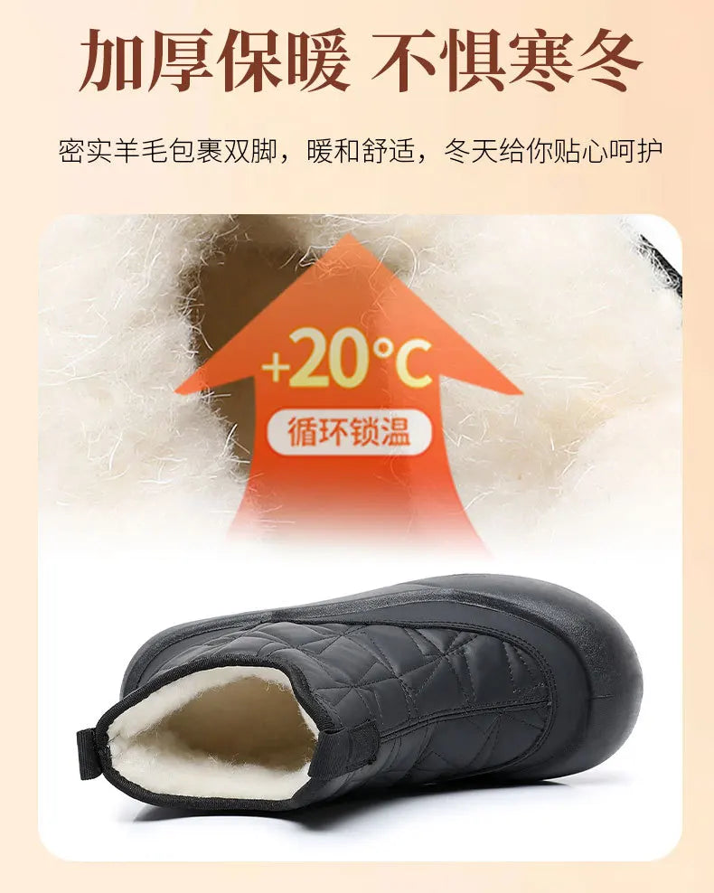 Winter boots 2025 woman warm wool fur booties waterproof lightweight mom ankle shoes warmth fur booties