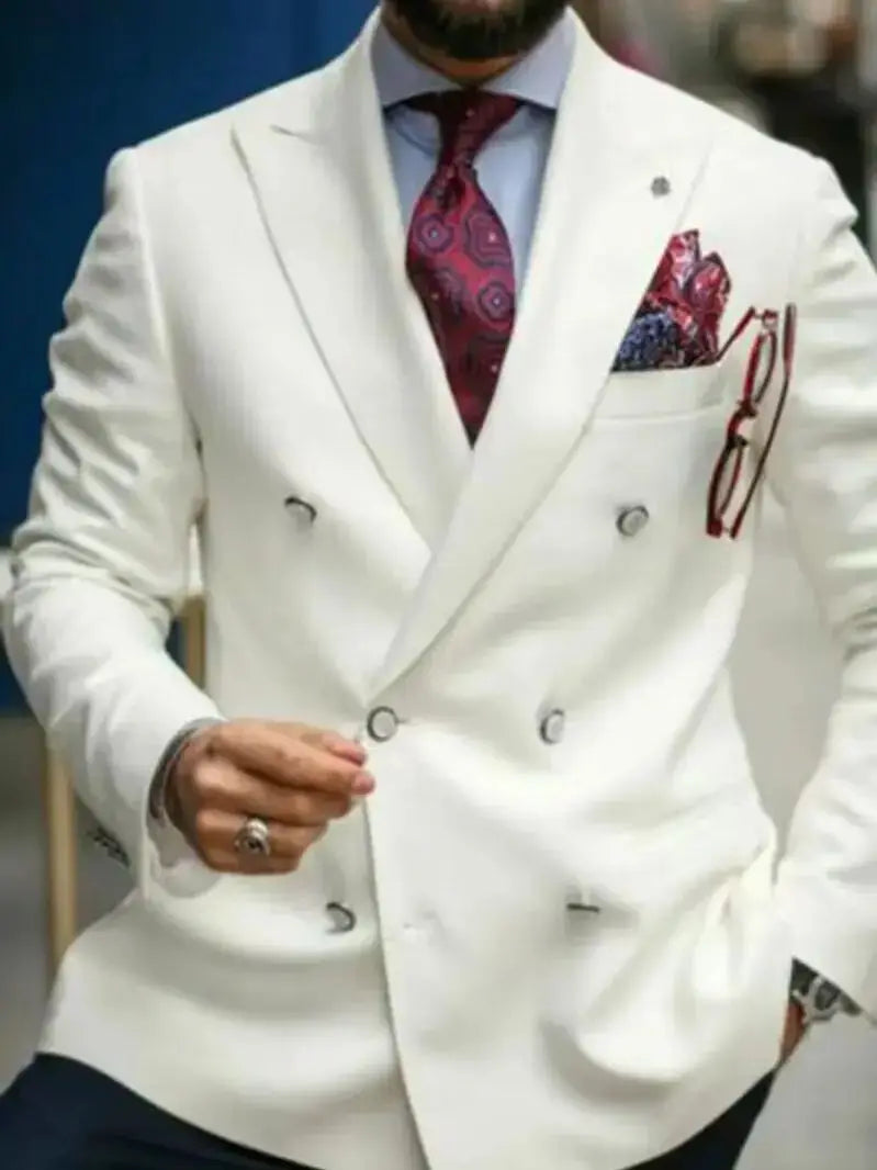 Solid Wedding Men Suits Blazer Bridegroom Business Groom Wear Tuxedo Jacket Formal Costume Homme Party Prom Double Breasted Coat