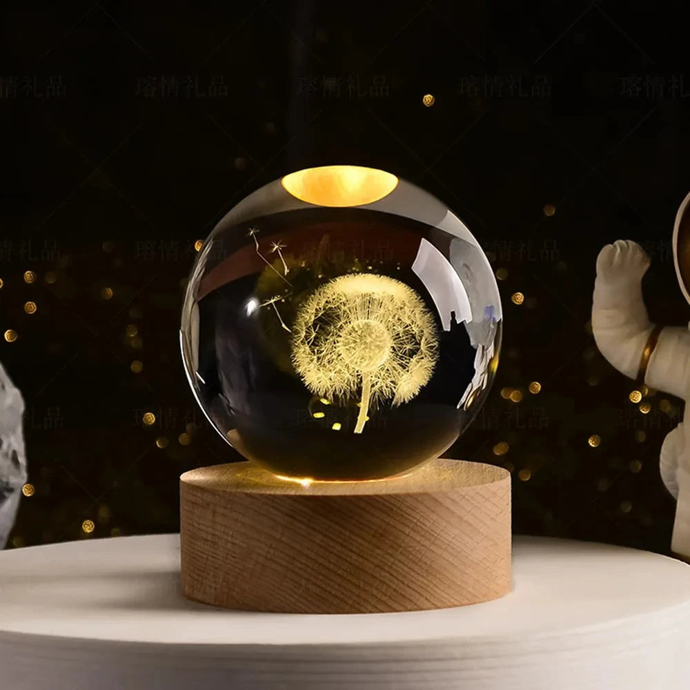 【Christmas birthday gifts】NEW Night Light Book Bear Rose USB LED Night Light Galaxy Saturn 3D Crystal Ball Mood Light Christmas