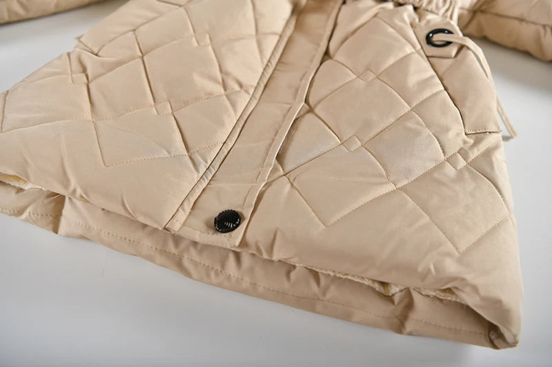 Winter Snow Suit For Girls, Fur Collar & Tunic Details Warm Cotton-padded Hooded Coat, Kids Outerwear