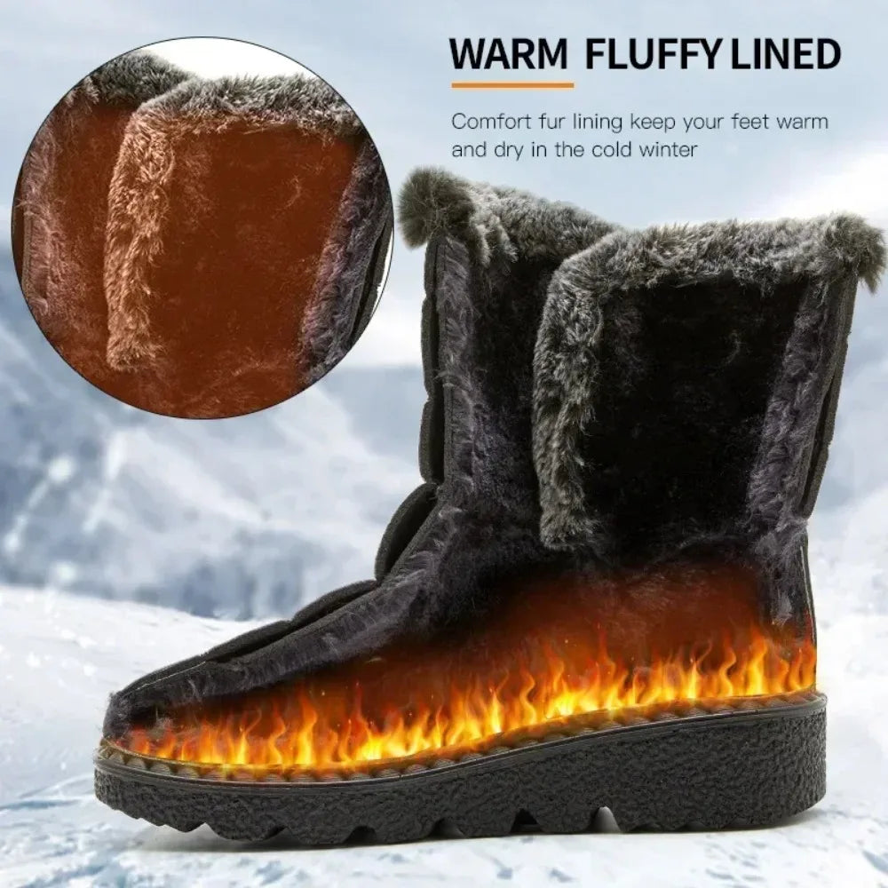Waterproof Winter Boots for Women 2025 New Faux Fur Long Plush Snow Boots Woman Platform Shoes Warm Cotton Couples Ankle Boots