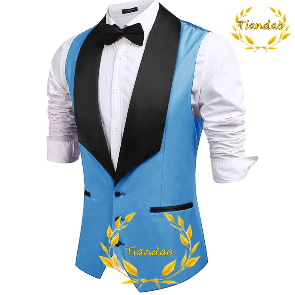 Men's Suit Vest Wedding Groom Sleeveless Jacket Lapel Slim Fit Workwear 3 Buttons Waistcoat Steampunk chaleco hombre
