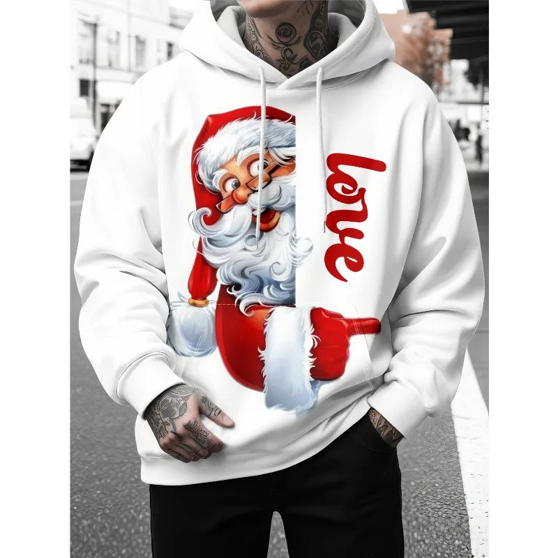 Christmas New Holiday Hoodie, Fun and Casual Fashion, Santa Claus 3D Print, New Year Fashion Sports Sweatshirt