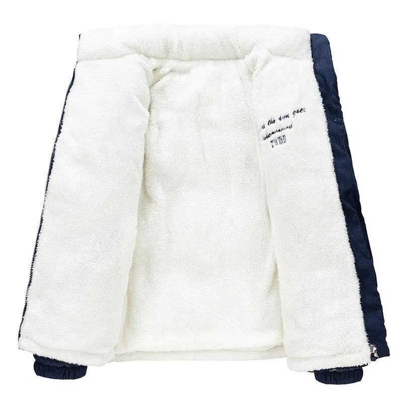 Winter Fashion Men's New Jacket Double-sided Wear Warm Winter Corduroy Cotton Clothing, Men's and Women's Fleece Jacket Thick