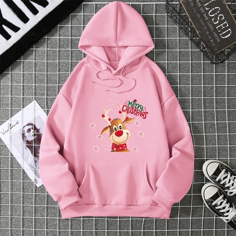 New Christmas Deer Hoodies Print Men Woman Fashion Streetwear Hooded Sweatshirts Harajuku Pullovers Unisex Tops Clothing