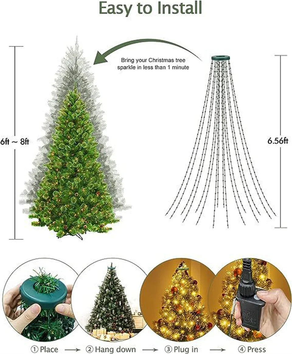 Festive Outdoor Christmas Garland & Tree Star Lights