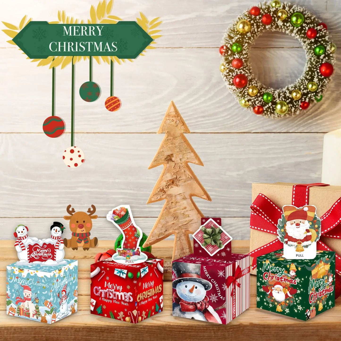 Christmas Gifts In Different Styles Christmas Theme Party Surprise Gift Box Draw Money Gift Box Desktop Decoration Supplies