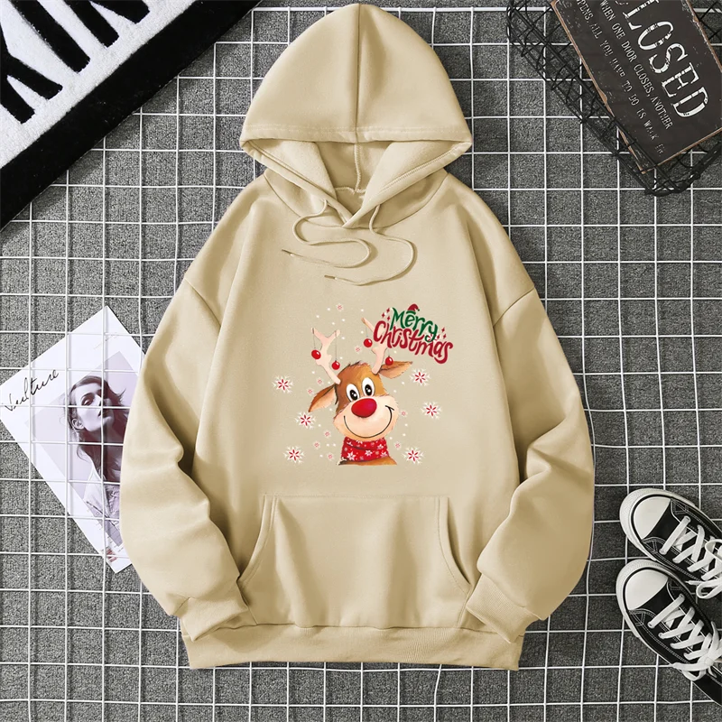 New Christmas Deer Hoodies Print Men Woman Fashion Streetwear Hooded Sweatshirts Harajuku Pullovers Unisex Tops Clothing