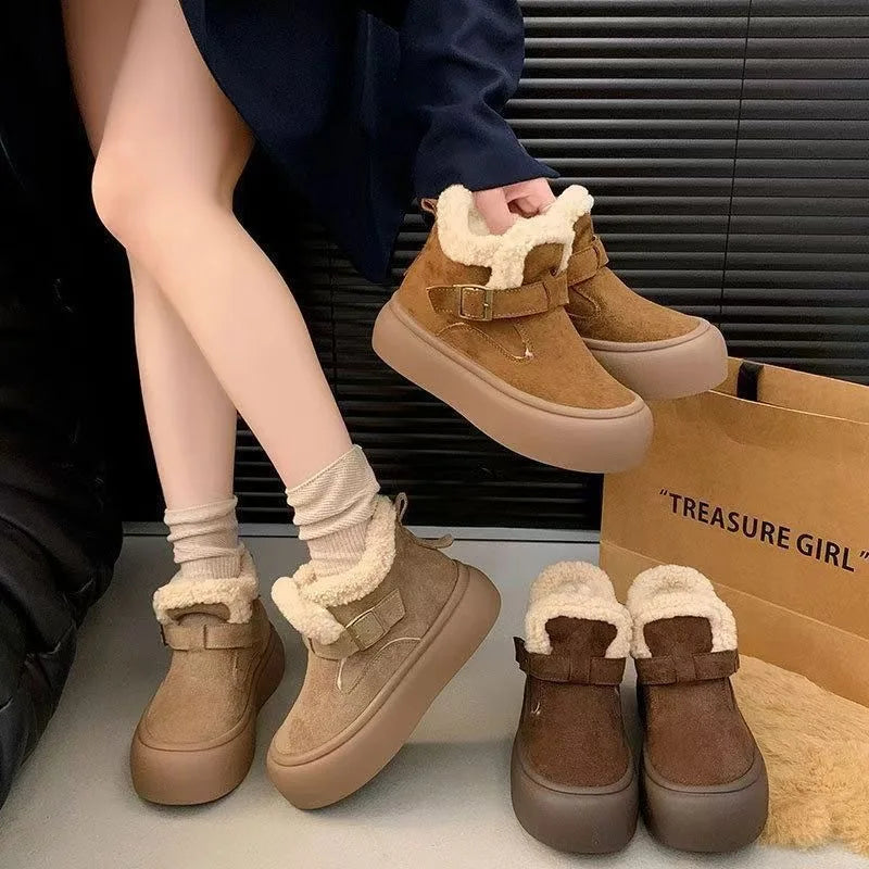Winter snow boot casual cotton slipper cotton shoes outer wear bag heel thick sole home plush outer wear versatil non-slip