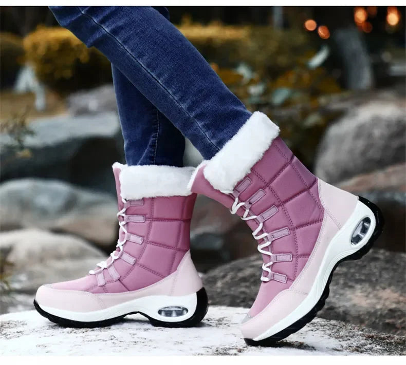 Women Winter Boots Women's Keep Warm Mid-Calf Snow Boots Women Hiking Boots High Quality Comfortable Air Cushion Women Boot