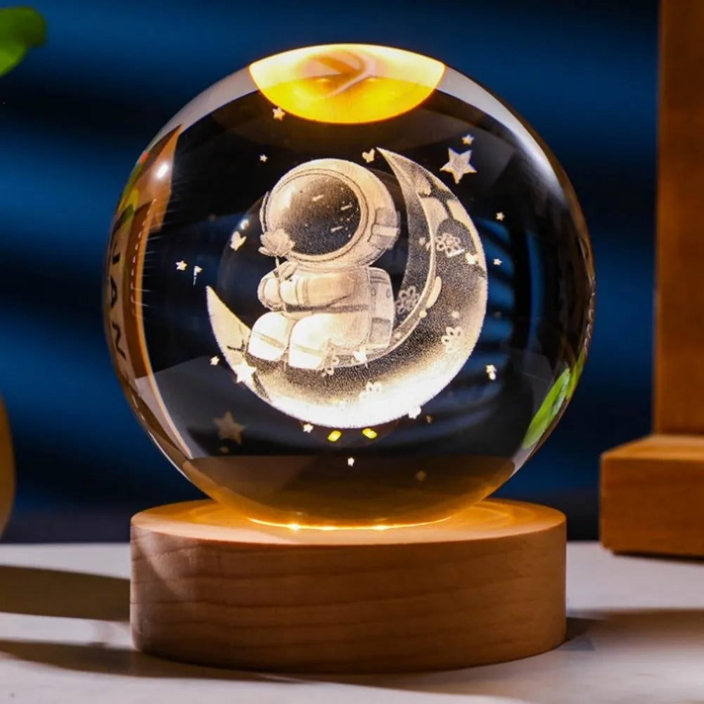 【Christmas birthday gifts】NEW Night Light Book Bear Rose USB LED Night Light Galaxy Saturn 3D Crystal Ball Mood Light Christmas