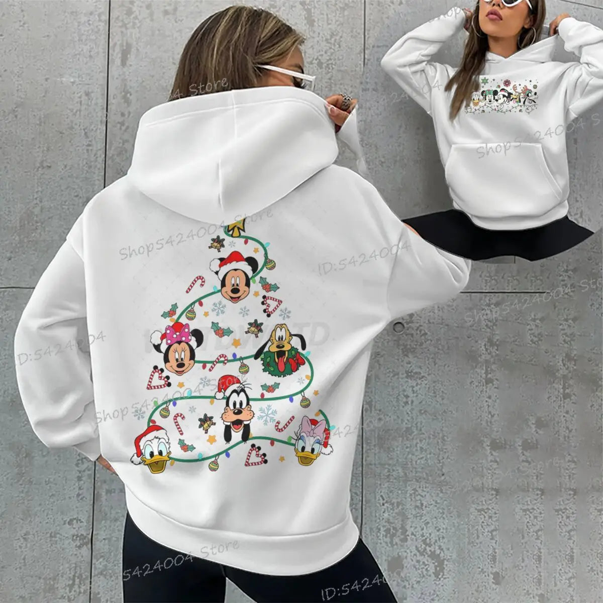 Mickey's Merry Christmas Party Hoodies Women Men 2025 Mickey and Friends Xmas Sweatshirts Long Sleeve Fleece Unisex Hoodie