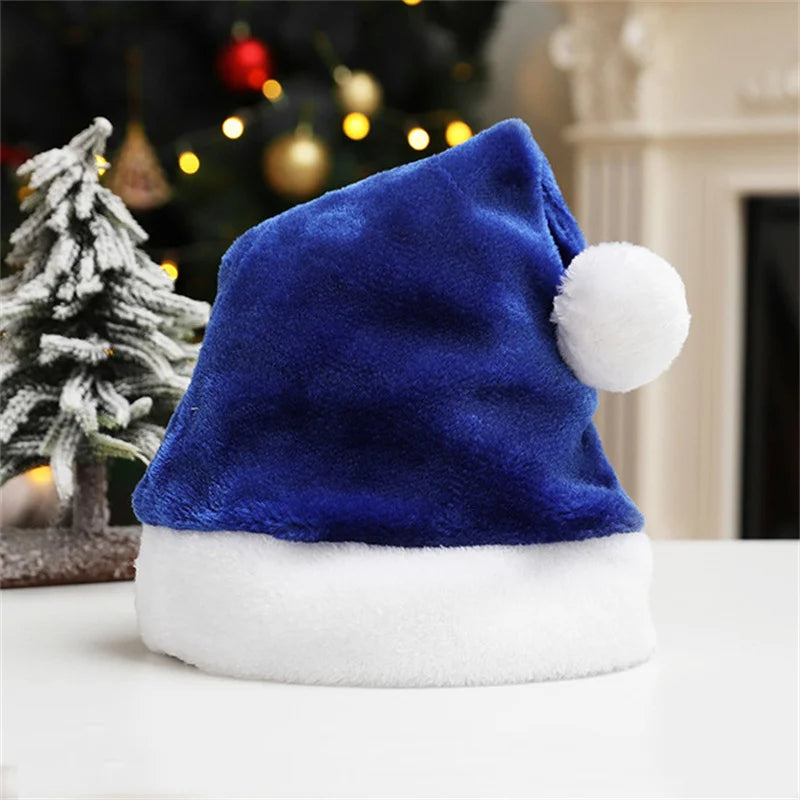 Christmas Santa Hat For Adults And Kids Unisex Velvet Cozy short Plush Red Xmas Hats 2025 New Year's Holiday Party Supplies
