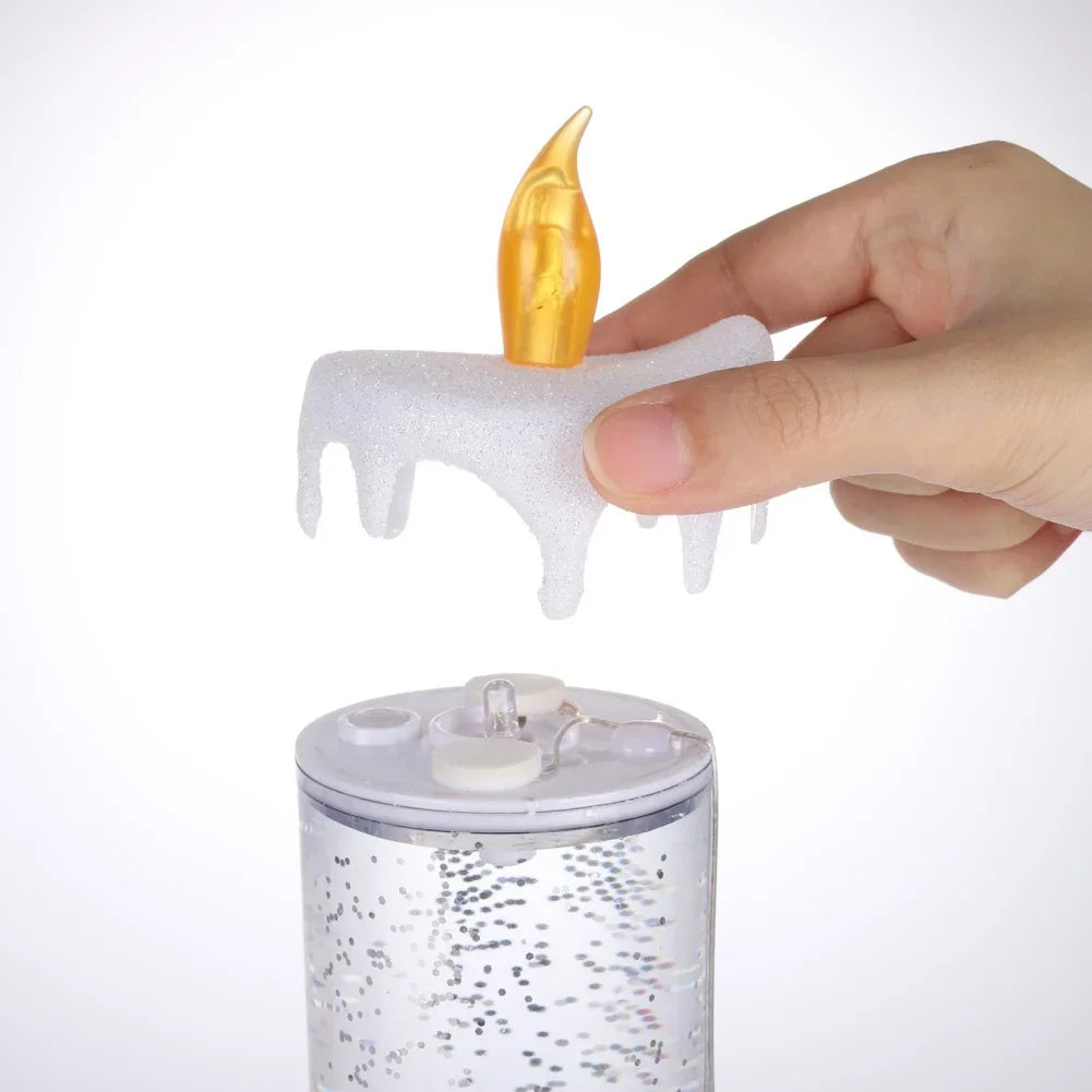 Christmas LED Candle Night Light Swirling Glitter & Colorful