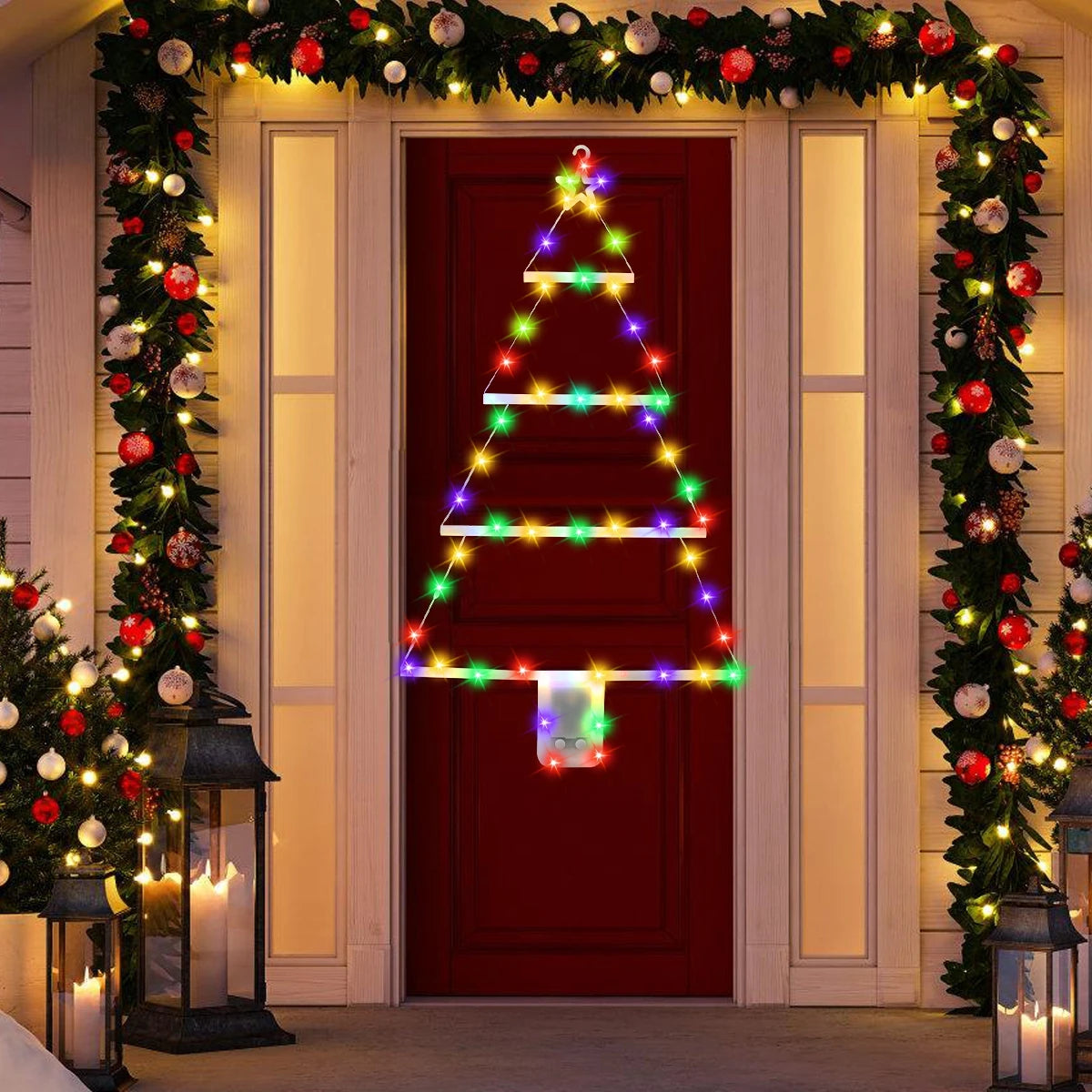 Christmas Tree Warm LED Ladder Lights Navidad Natal Noel Light Garland Merry Christmas Decorations For Home 2024 New Year 2025