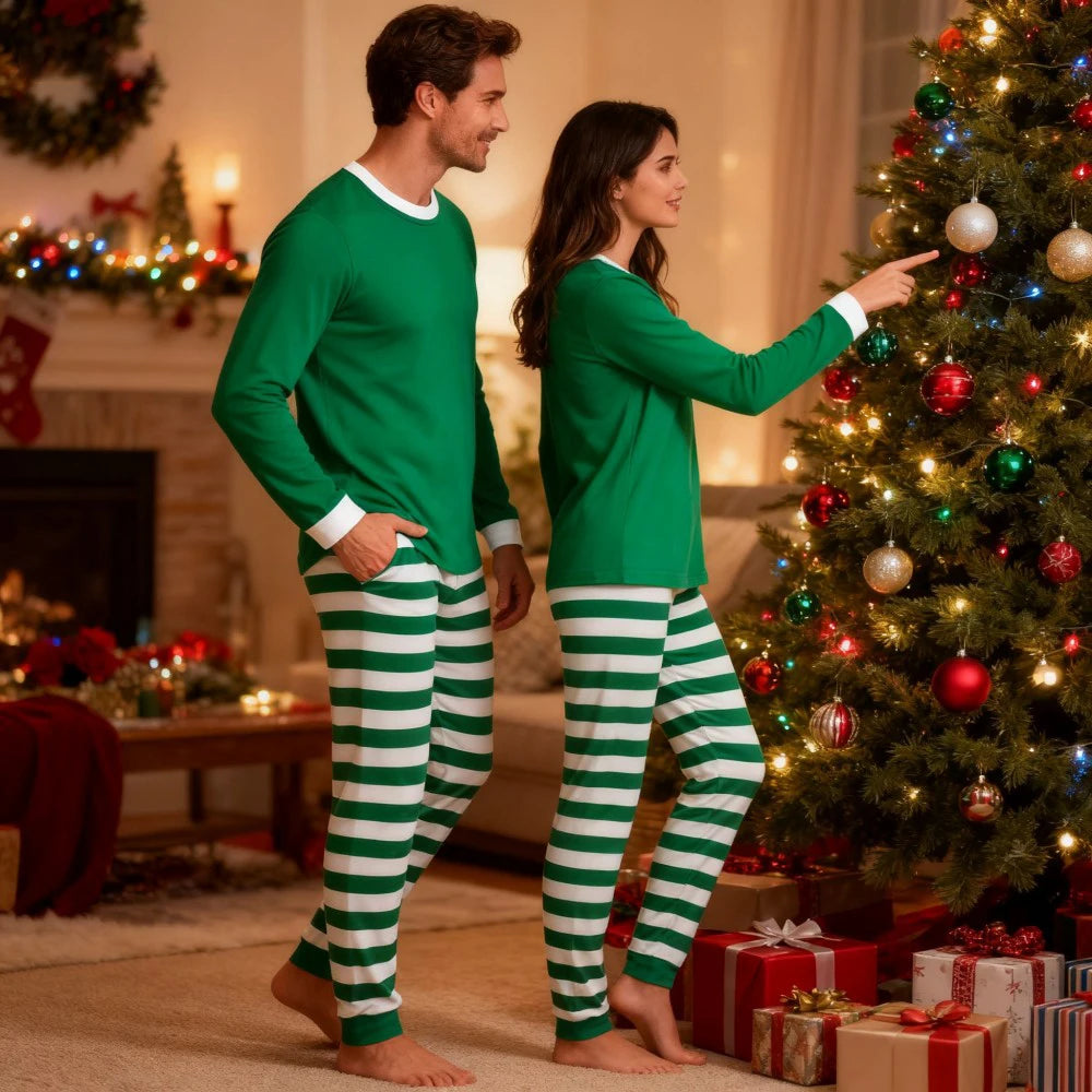Matching Family Christmas Pajamas Set 100 Cotton Striped Pajamas Classic Sleepwear Loungewear Xmas Holiday Pajamas Family Look