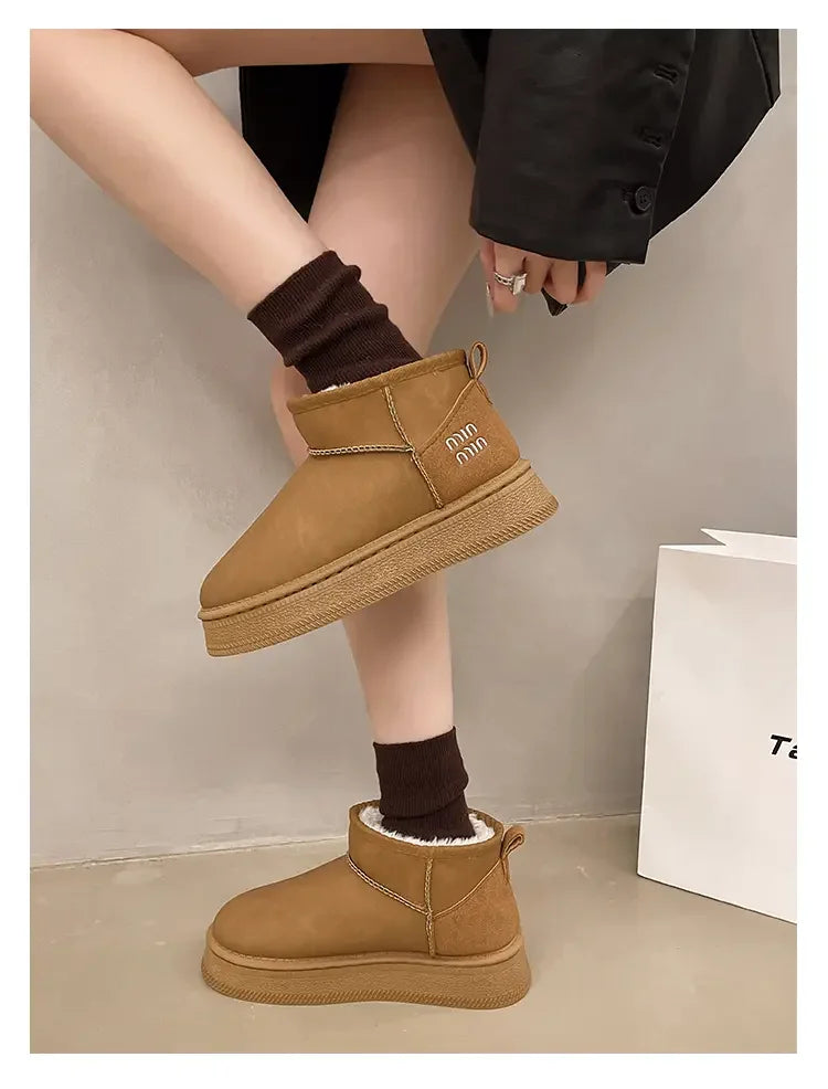 Winter fashion women's boots snow boots with fleece and fur women's shoes warm, non slip, wear-resistant, soft and comfortable