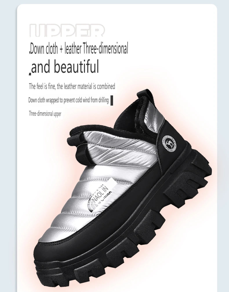Winter Snow Boots, Men's Insulated Warm Cotton Boots, Anti-slip and Wear-resistant Hiking Shoes, Casual Outdoor Boots