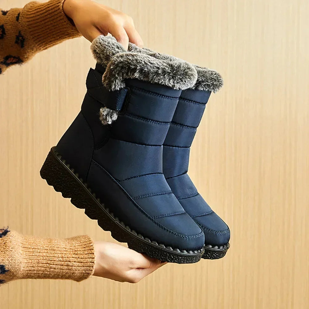 Waterproof Winter Boots for Women 2025 New Faux Fur Long Plush Snow Boots Woman Platform Shoes Warm Cotton Couples Ankle Boots