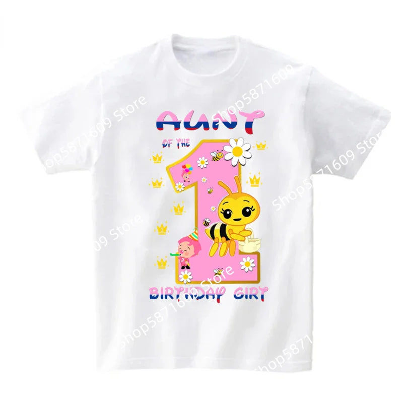 Family Matching Birthday Party Girl T-shirt Personalized Name Bee Sweet Family Mom and Dad Birthday Top