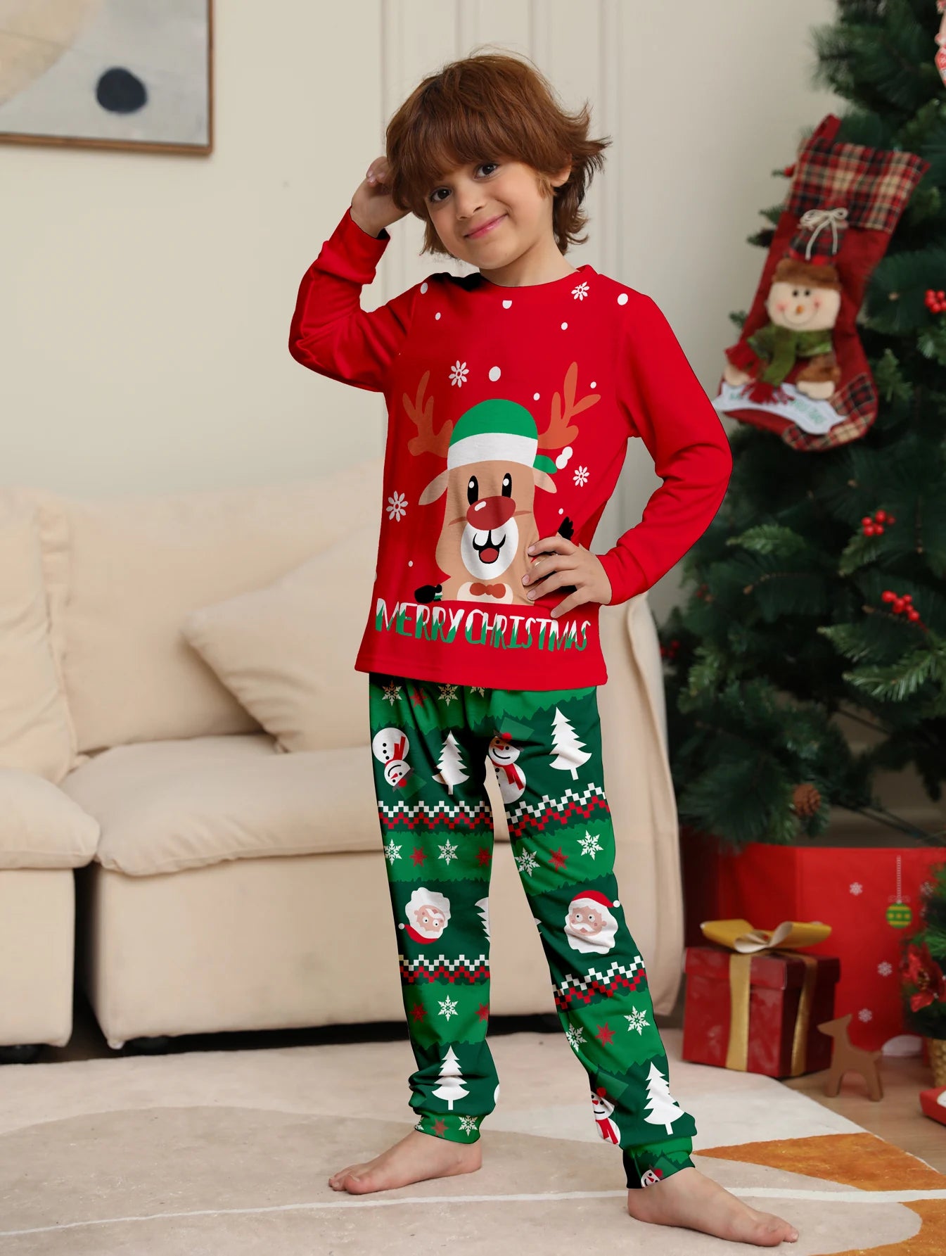 2024 Couples Christmas Family Matching Pajamas Set Mother Kids Clothes Christmas Pajamas For Family Clothing Set