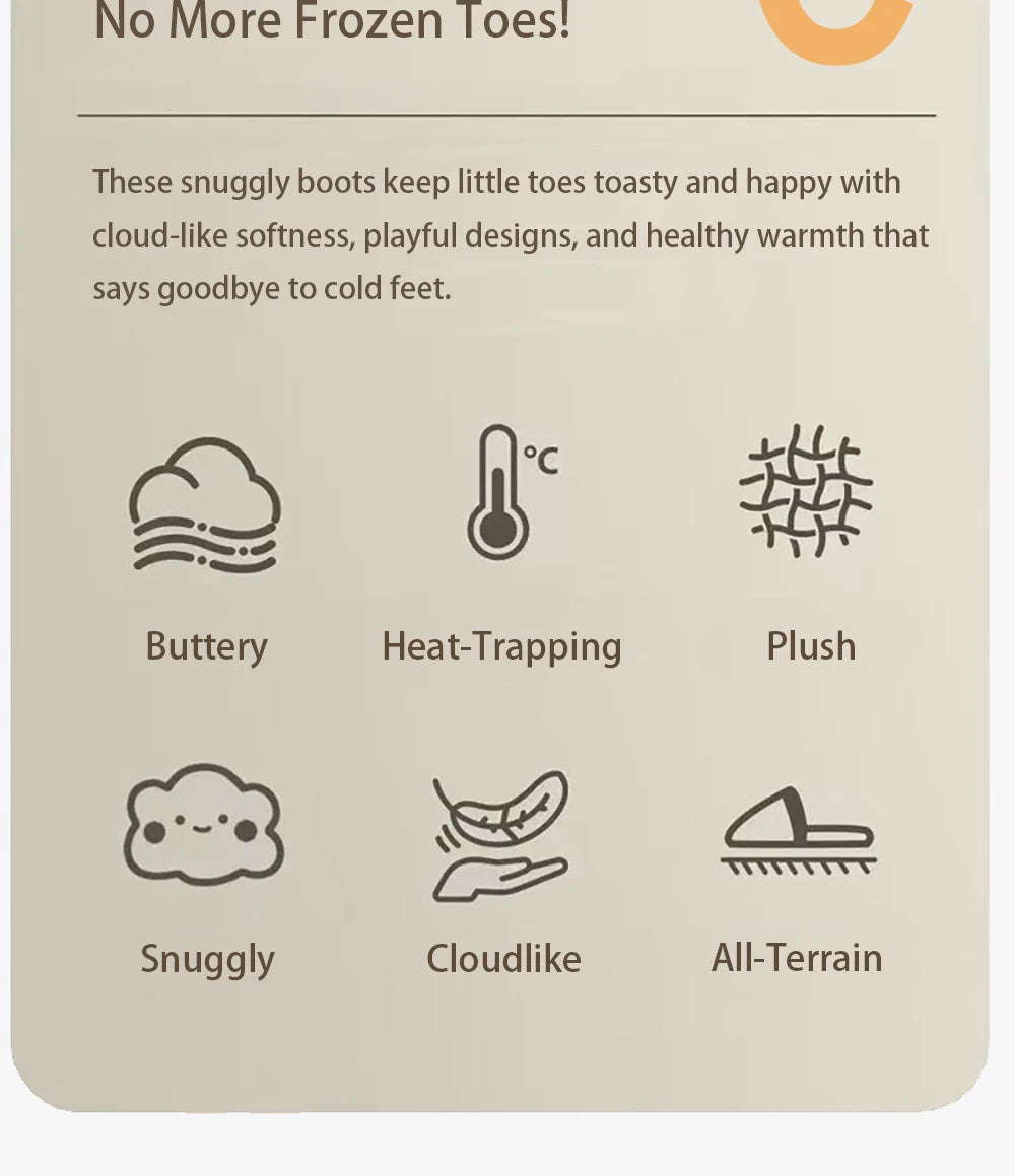 Cute Cartoon Winter Boots For Children Boy's Girl's Plush Boots Thick Warm Velvet Faux Fur Snow Boots For Toddler Kid's Boots