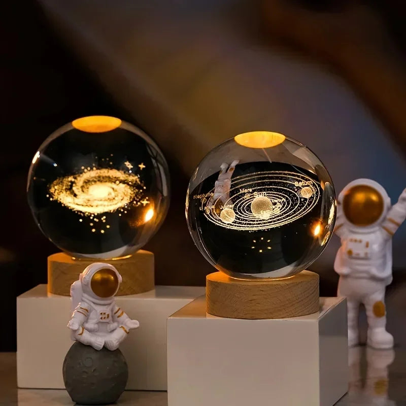 【Christmas birthday gifts】NEW Night Light Book Bear Rose USB LED Night Light Galaxy Saturn 3D Crystal Ball Mood Light Christmas