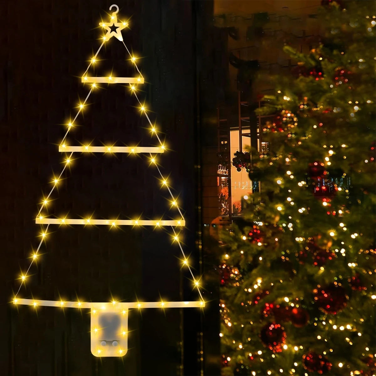 Christmas Tree Warm LED Ladder Lights Navidad Natal Noel Light Garland Merry Christmas Decorations For Home 2024 New Year 2025