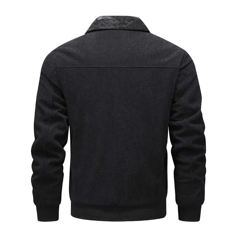 Winter Men Fleece Jacket Padded Warm Loose Parka Coat Corduroy Short Jacket Man Solid Fur Collar Windbreaker Cotton Jackets