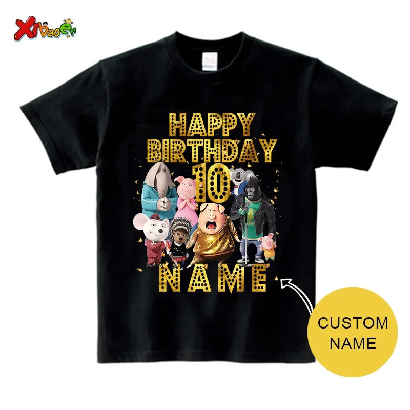 Family Matching Outfits Boys Birthday Party Shirt  Personalized Name 1st 10th Family Birthday Party Outfits Golden Shiny Outfits