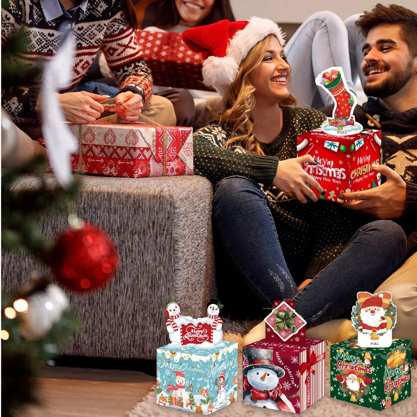 Christmas Gifts In Different Styles Christmas Theme Party Surprise Gift Box Draw Money Gift Box Desktop Decoration Supplies