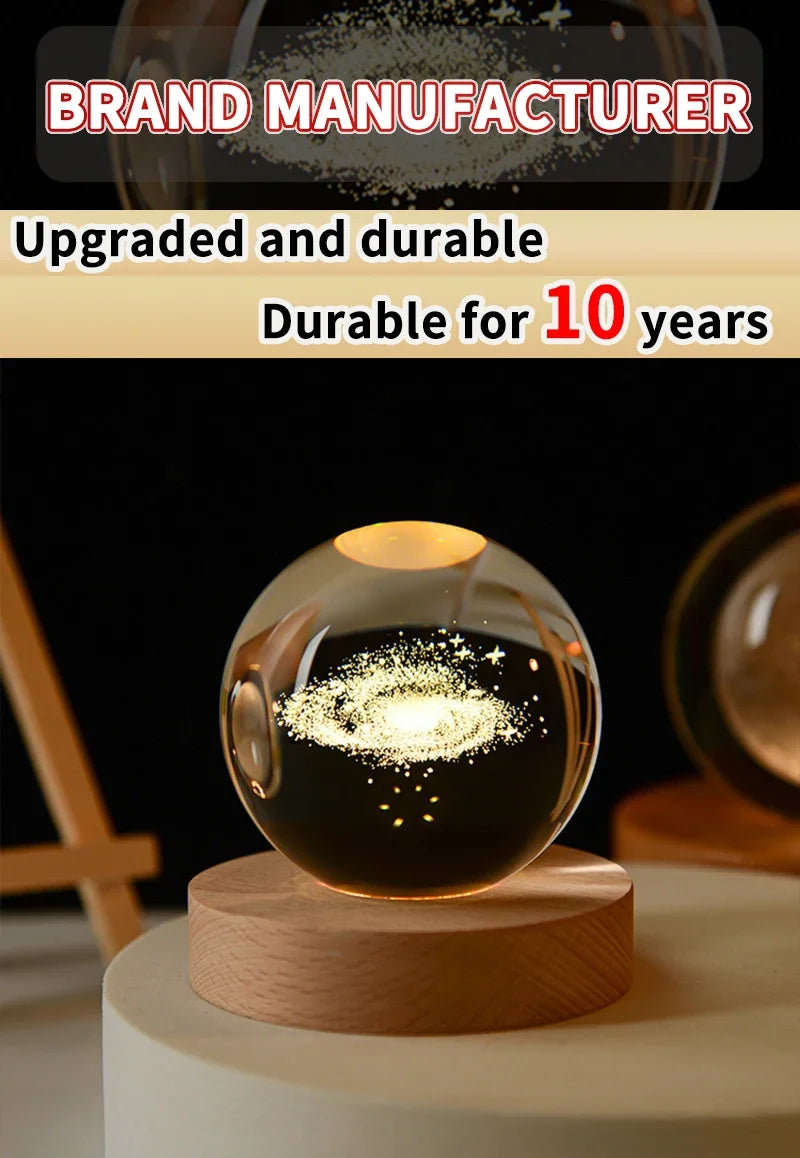 【Christmas birthday gifts】NEW Night Light Book Bear Rose USB LED Night Light Galaxy Saturn 3D Crystal Ball Mood Light Christmas
