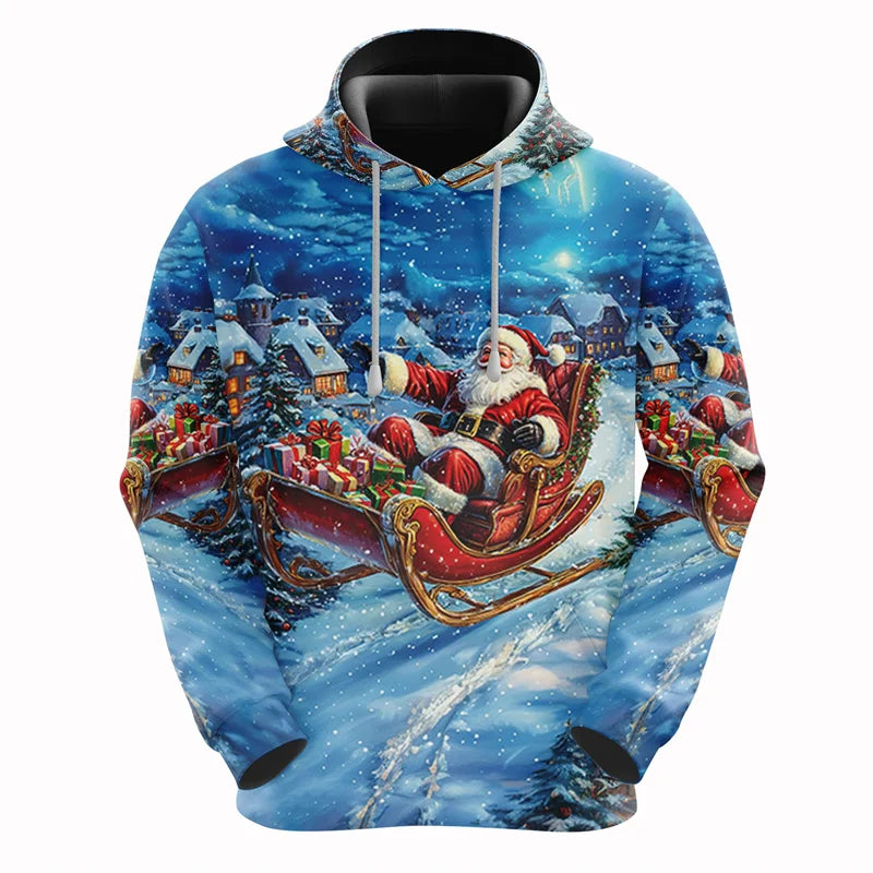 2026 Christmas Hoodies Santa Claus 3D Print Men Women New Hooded Sweatshirts Casual Unisex Hoody Pullover Kids Tops Clothing