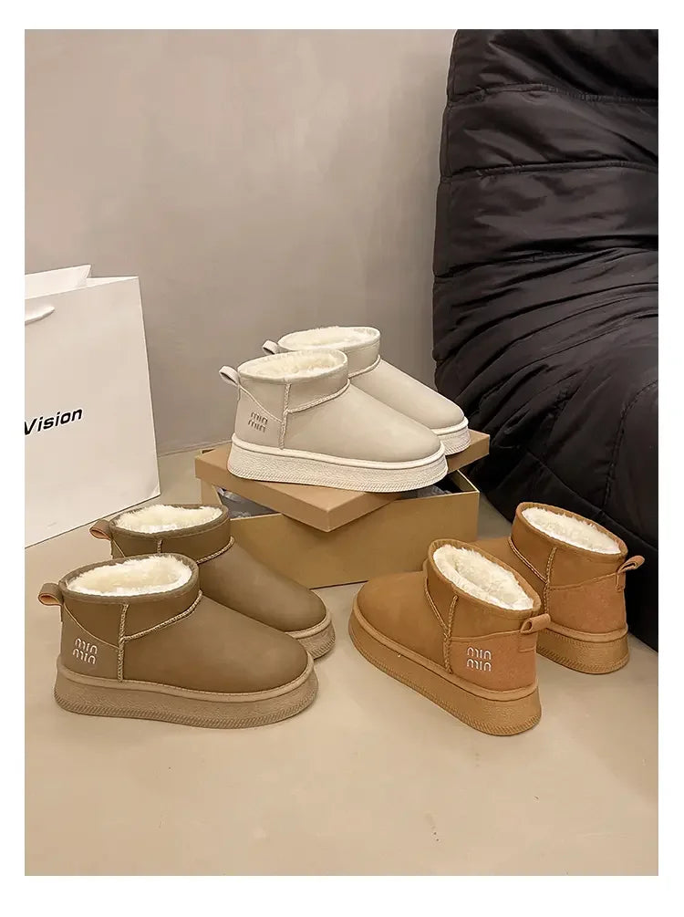 Winter fashion women's boots snow boots with fleece and fur women's shoes warm, non slip, wear-resistant, soft and comfortable