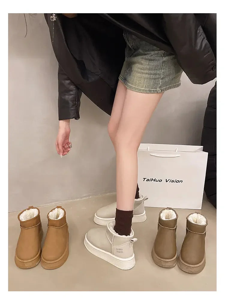 Winter fashion women's boots snow boots with fleece and fur women's shoes warm, non slip, wear-resistant, soft and comfortable