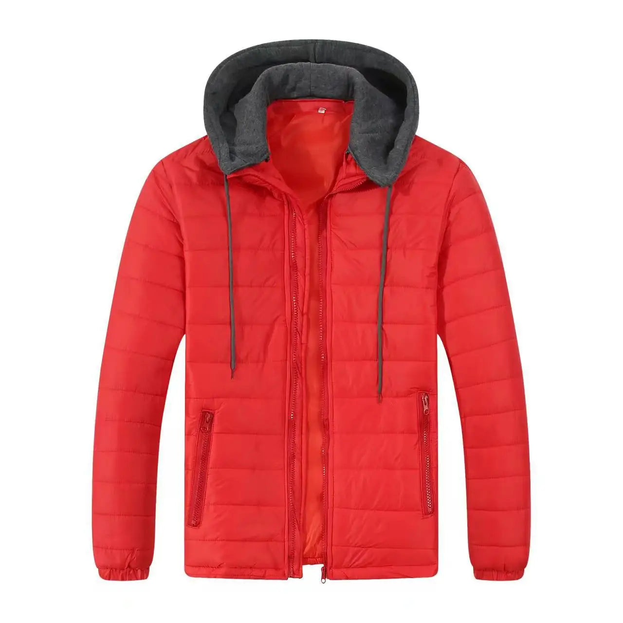 Winter Warm Cotton Jacket for Men Stand Collar Open Front Outdoor Sports Coat Casual Padded Coat