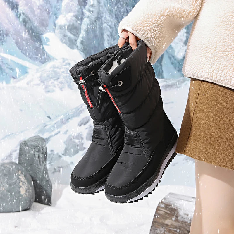 Autumn and Winter Cold-Proof Snow Boots for Men and Women, New Style, Fleece-Lined, Thickened, Non-Slip Cotton Shoes, Waterproof, Warm, High-Top Boots