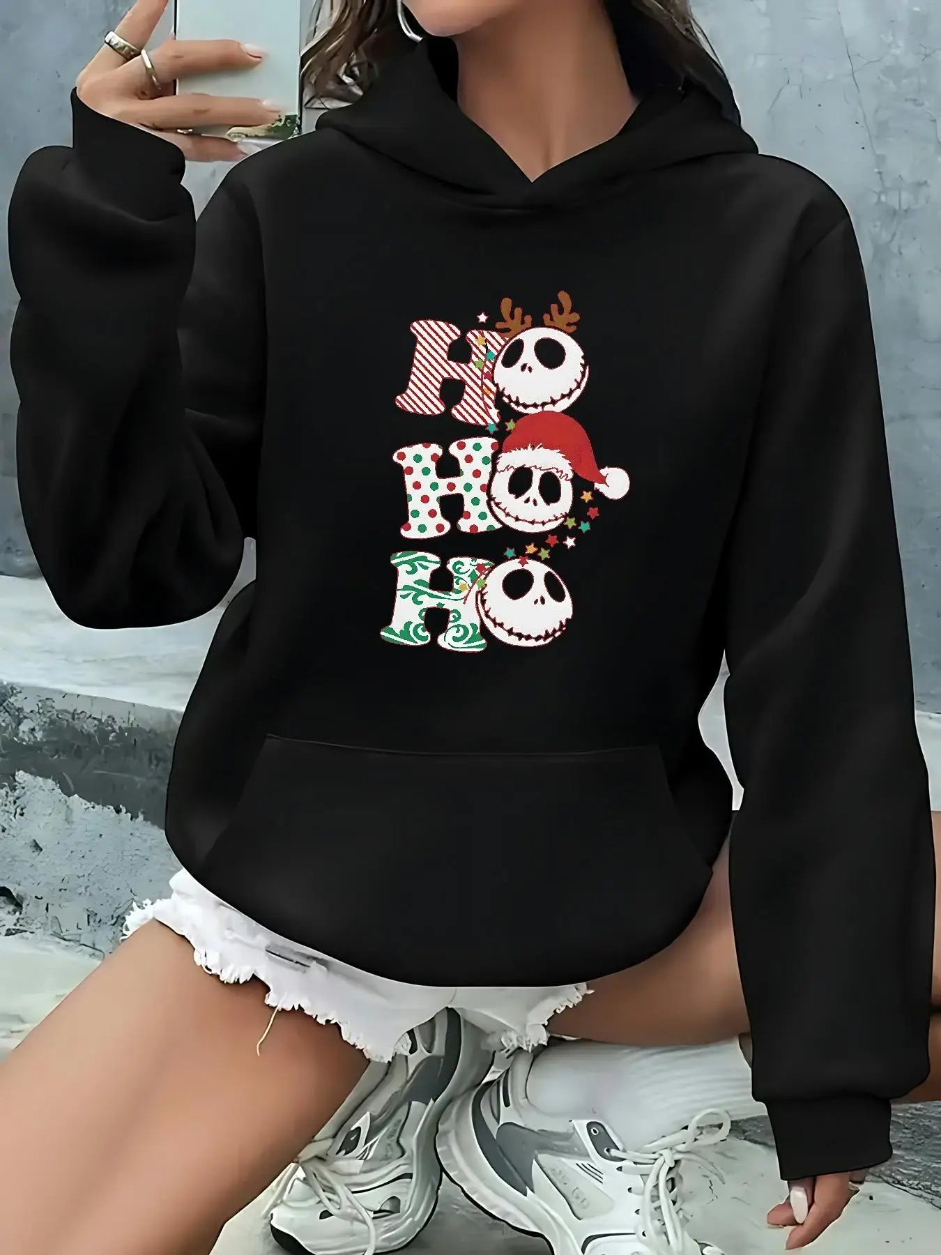 Christmas and Halloween Hoodies - Comfortable Long Sleeve Hoodies, Autumn and Winter Pocket Hoodies, Casual Holiday Dresses