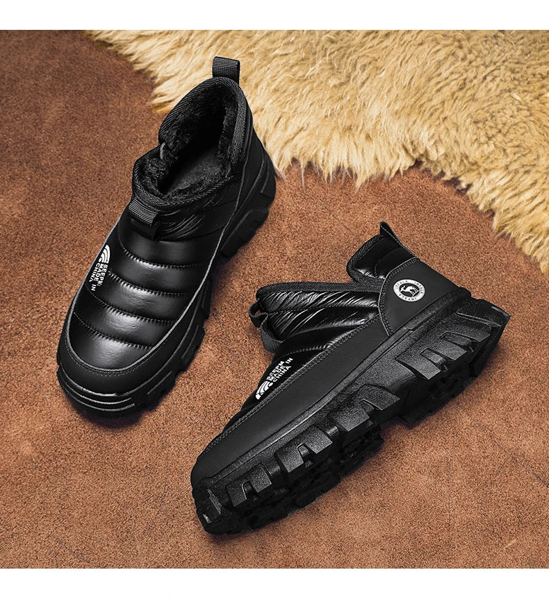 Winter Snow Boots, Men's Insulated Warm Cotton Boots, Anti-slip and Wear-resistant Hiking Shoes, Casual Outdoor Boots