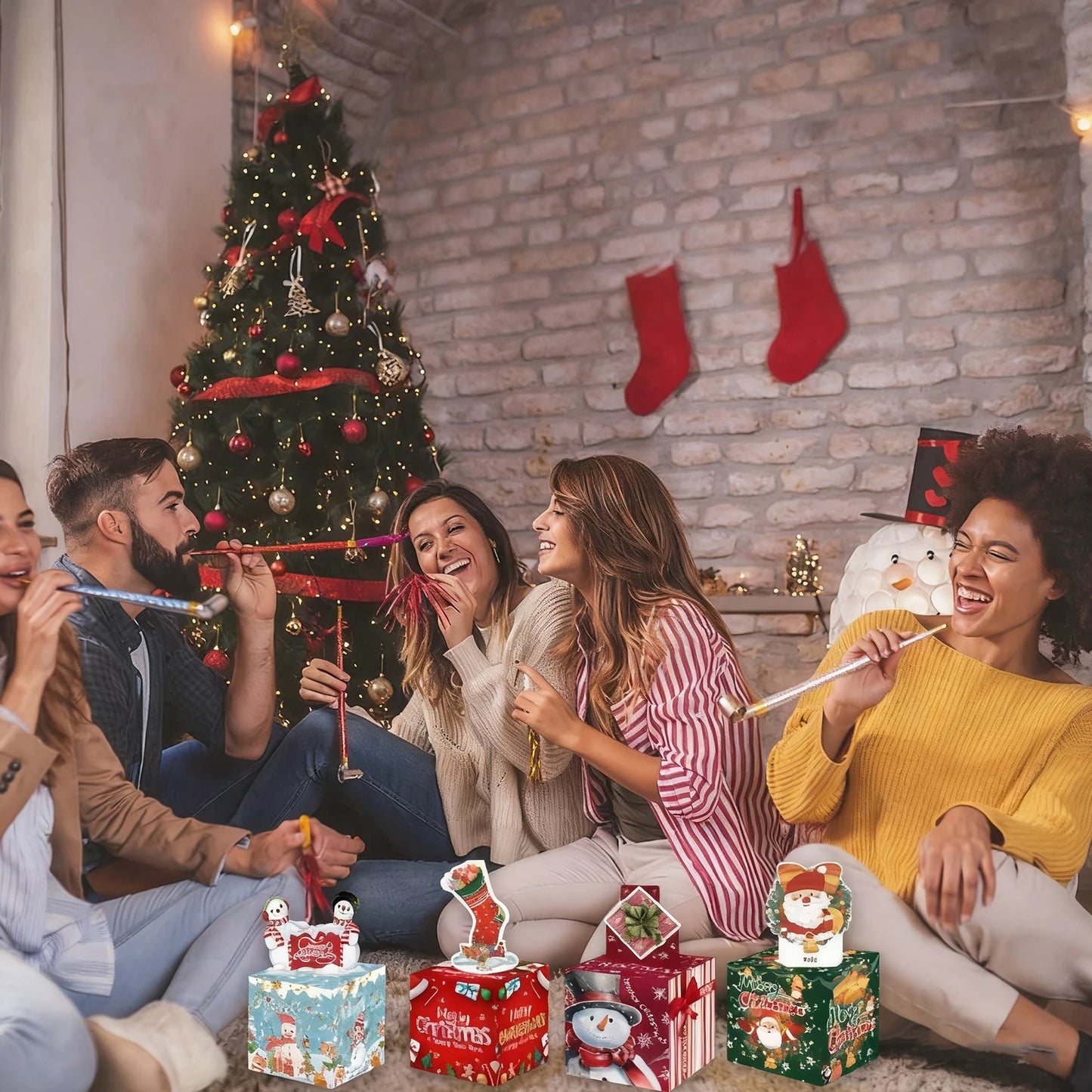 Christmas Gifts In Different Styles Christmas Theme Party Surprise Gift Box Draw Money Gift Box Desktop Decoration Supplies