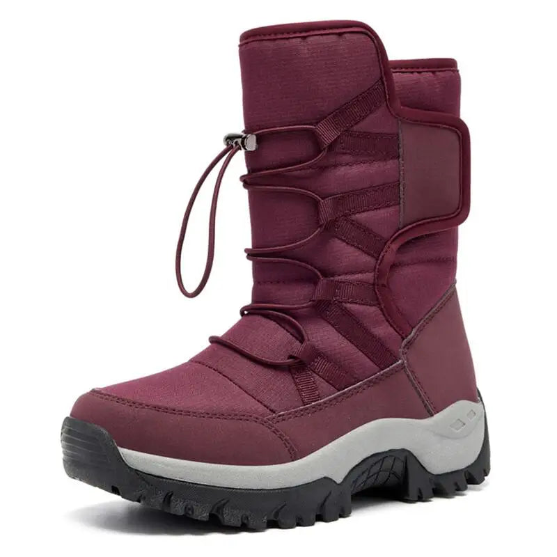 New Winter Hiking Boots Warm Plush Men's Boots High Top Couple Snow Boots Winter Outdoor Anti-Slip Ankle Boots Work Casual Boots