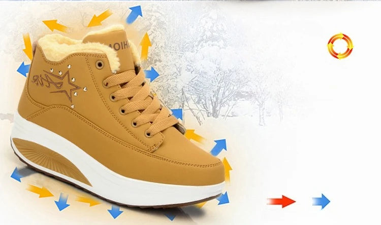 Womens Winter Snow Boots Warm Comfortable Non Slip Flat with  for Outdoor   women's shoes