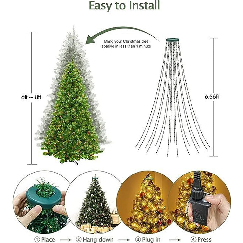 Festive Outdoor Christmas Garland & Tree Star Lights