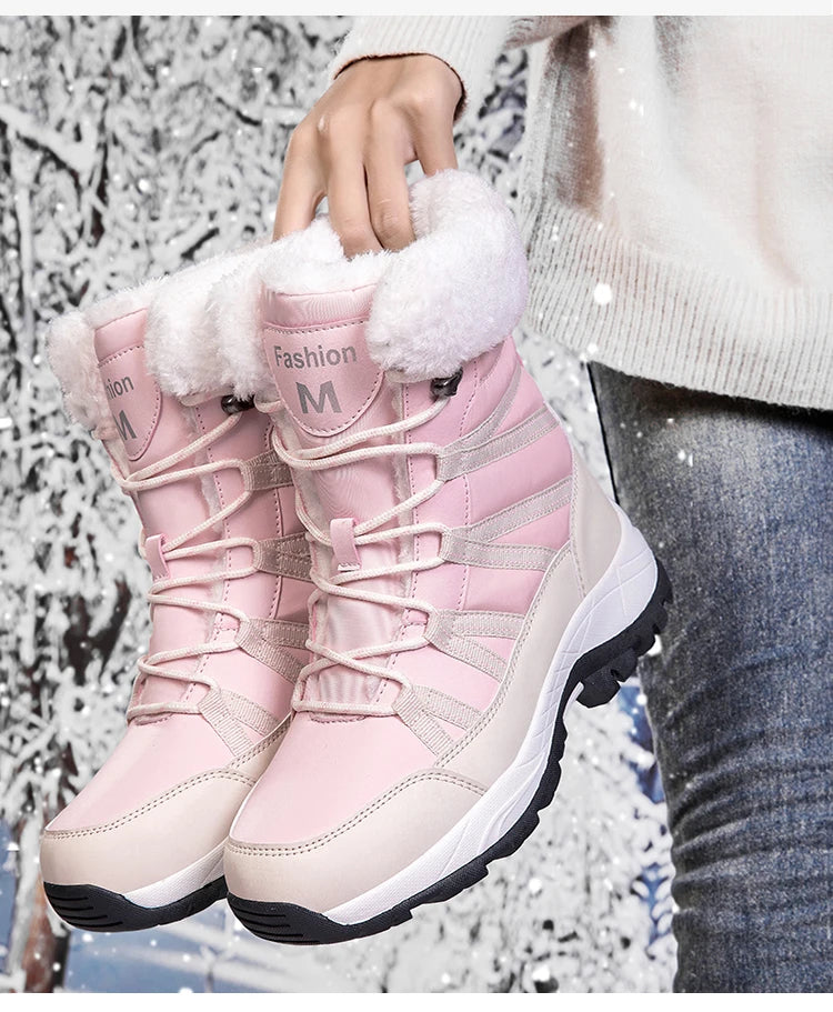 2025 Winter Snow Boots Cotton Shoes Waterproof and Cold proof Long Boots for Women Outdoor with Thick Velvet and Warmth 36-42