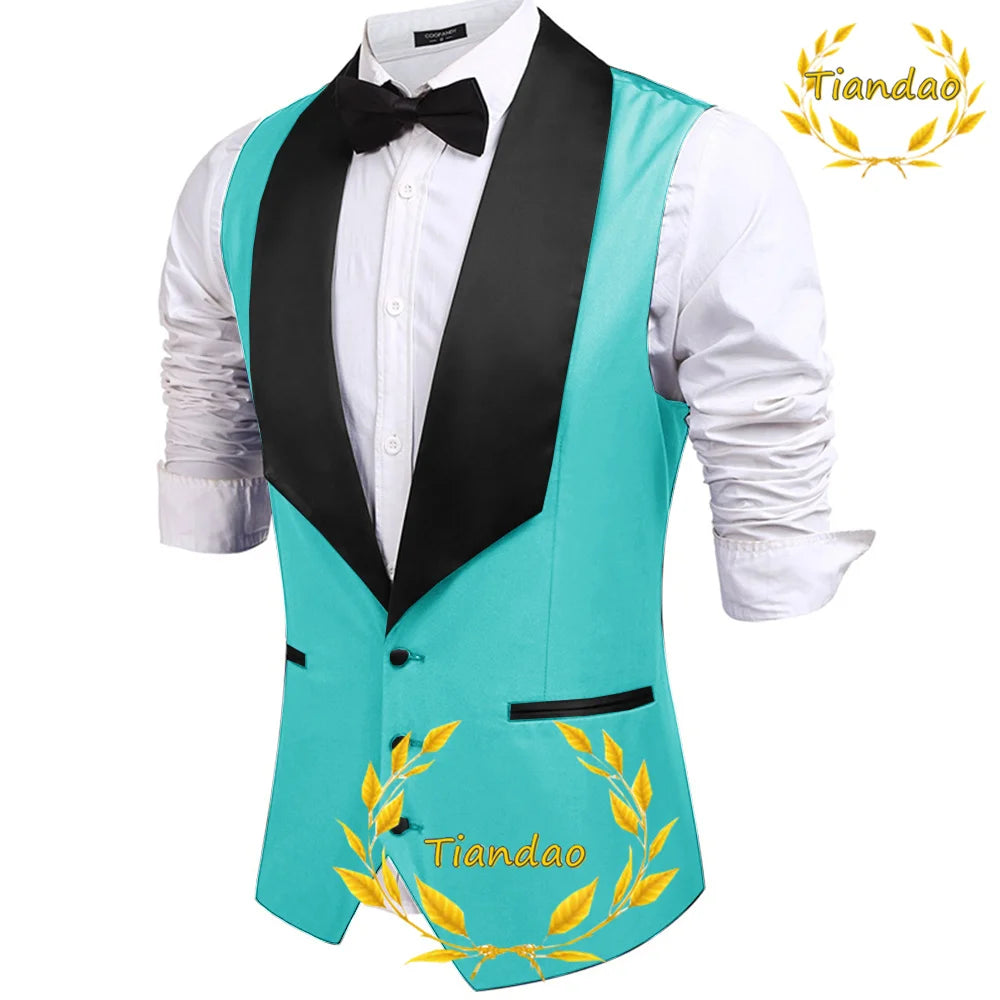 Men's Suit Vest Wedding Groom Sleeveless Jacket Lapel Slim Fit Workwear 3 Buttons Waistcoat Steampunk chaleco hombre