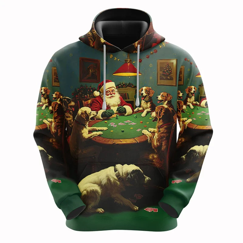 2026 Christmas Hoodies Santa Claus 3D Print Men Women New Hooded Sweatshirts Casual Unisex Hoody Pullover Kids Tops Clothing