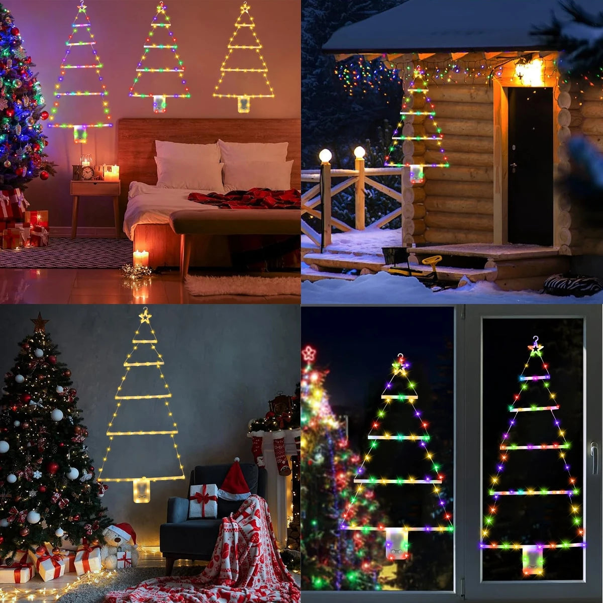 Christmas Tree Warm LED Ladder Lights Navidad Natal Noel Light Garland Merry Christmas Decorations For Home 2024 New Year 2025