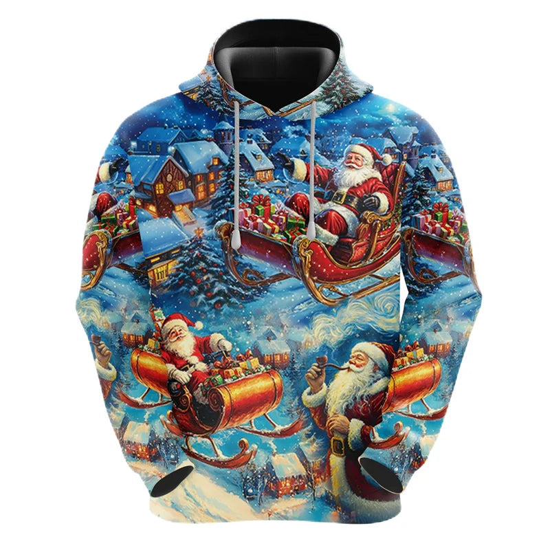 2026 Christmas Hoodies Santa Claus 3D Print Men Women New Hooded Sweatshirts Casual Unisex Hoody Pullover Kids Tops Clothing